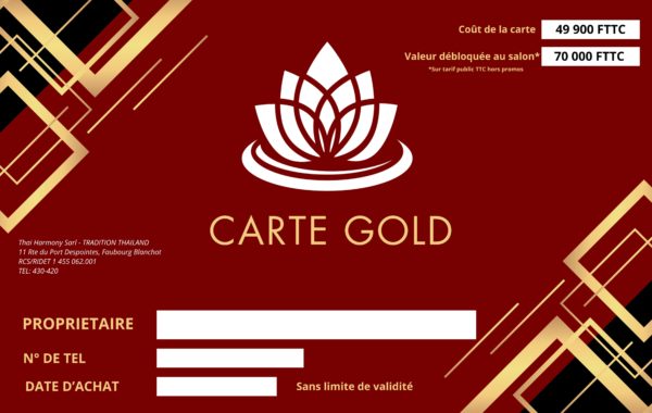 Carte d'adhésion GOLD